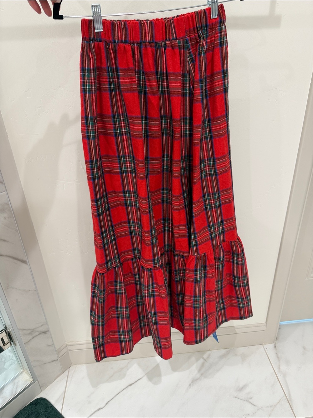 Cupshe Red Tartan Ruffle-Hem Maxi Skirt
